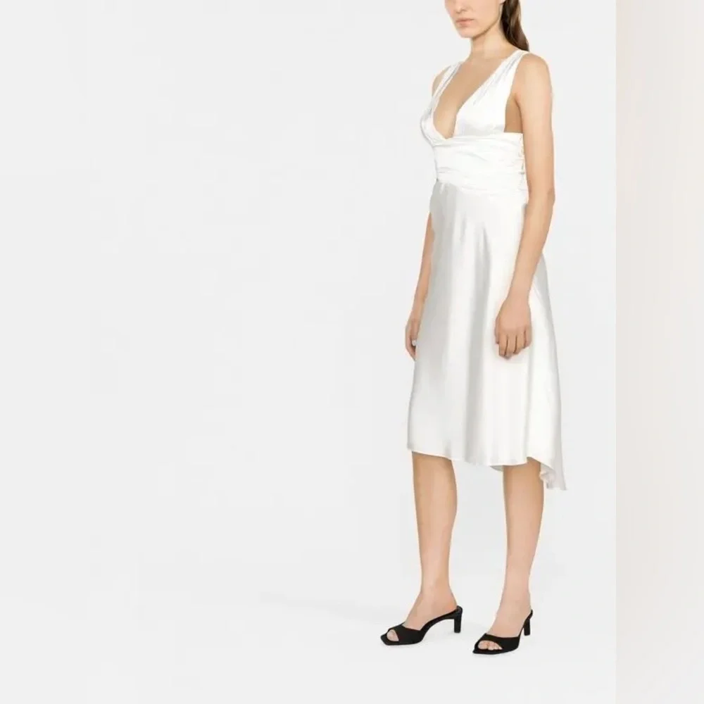 DANIELLE GUIZIO White Slit Satin Dress - Picture 8 of 9